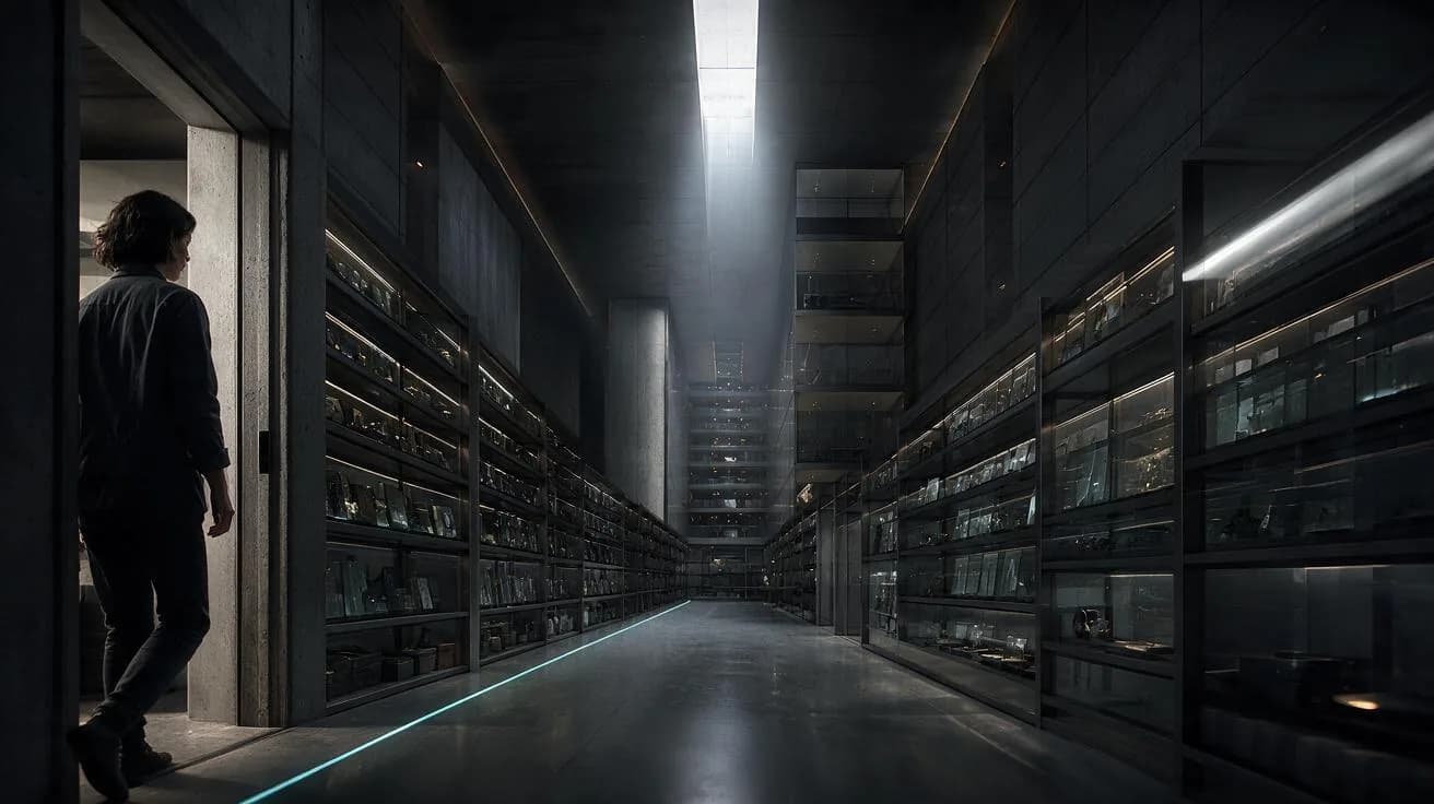 A filmmaker entering a cinematic archive of visual work